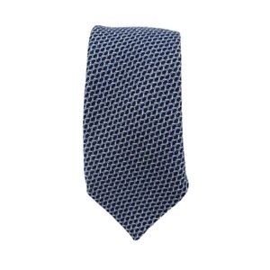 Peter Elliot Mens Woven Print Classic Width Necktie Blue Wool